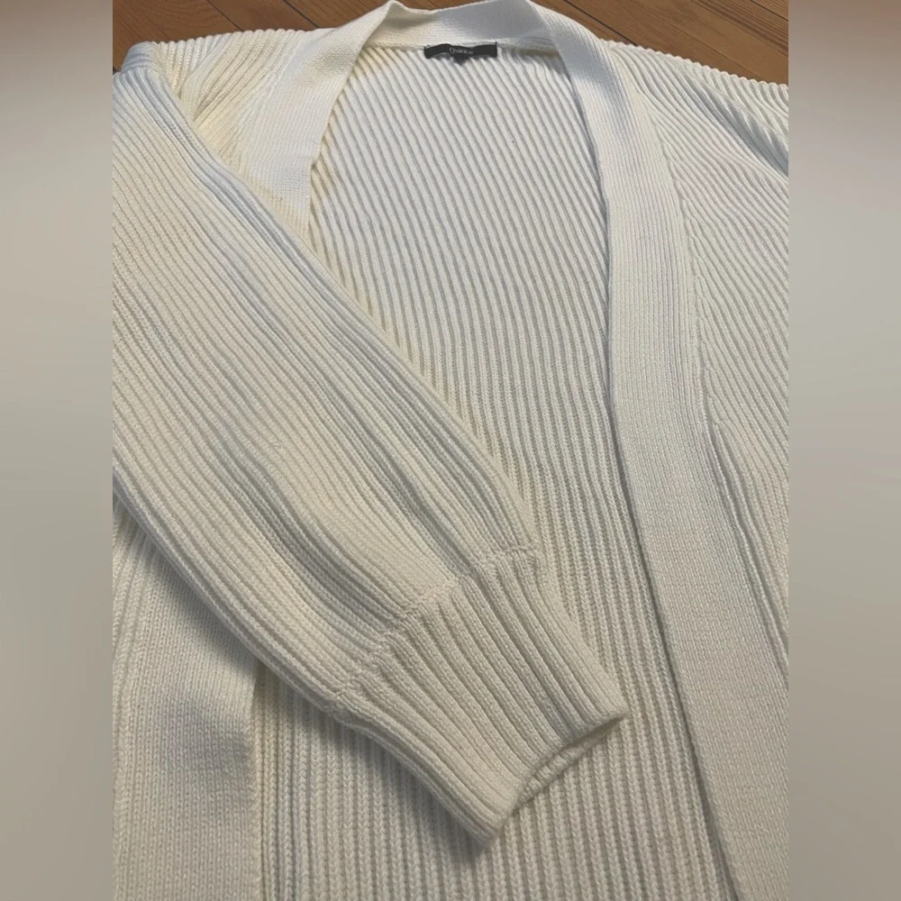 Quince Cream Open-Front Ribbed Cardigan - Picture 3 of 4
